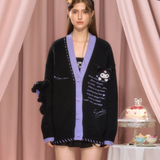 13DE MARZO | 2407 Kuromi Bear Suture Cardigan Black
