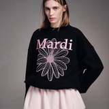 MARDI MERCREDI 2509 SWEATSHIRT FLOWERMARDI NEEDLEWORK_BLACK PINK