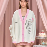 13DE MARZO | 2407 Hello Kitty Bear Suture Cardigan White