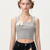 13DE MARZO | SS2404 Base Knit Tank Top Gray
