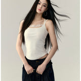 VIA PITTI 2504 蕾丝拼接修身吊带背心 白