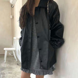 KOREAN COLLECTION 2504 中长款翻领百搭皮衣