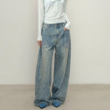 VIA PITTI 2504 重磅立体水钻阔腿牛仔裤