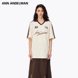 ANN ANDELMAN 2504 拼接印花polo短袖 杏