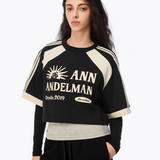 ANN ANDELMAN 2504 字母印花短款拼接T恤