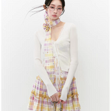 VIA PITTI 2505 蕾丝系带拼接开衫 白