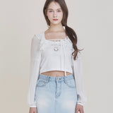 NOT YOUR ROSE 2505 Fairy chiffon bolero White