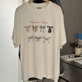 KOREAN COLLECTION 2506 蝴蝶结印花宽松短袖 白