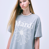 MARDI MERCREDI 2506 UNISEX TSHIRT FLOWERMARDI_GREY IVORY