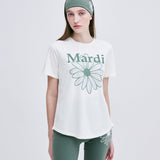 MARDI MERCREDI 2506 AIRLlFT relax fit back slit top flowermardi CREAM KHAKI（健身款奶白色）
