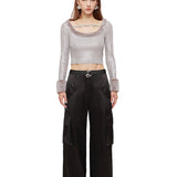 OZLANA SS2310 Detachable Faux Fur Sleeve Crop Grey（毛绒袖子可拆卸）
