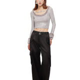 OZLANA SS2310 Detachable Faux Fur Sleeve Crop Grey（毛绒袖子可拆卸）