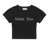 MATIN KIM 2603 LOGO CROP TOP IN BLACK