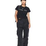 MATIN KIM 2603 LOGO CROP TOP IN BLACK