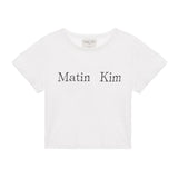 MATIN KIM 2603 LOGO CROP TOP IN WHITE
