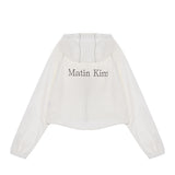 MATIN KIM 2605 MATIN CROP HOODY COATING JUMPER IN WHITE