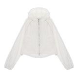 MATIN KIM 2605 MATIN CROP HOODY COATING JUMPER IN WHITE
