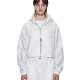 MATIN KIM 2605 MATIN CROP HOODY COATING JUMPER IN WHITE