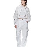 MATIN KIM 2605 MATIN CROP HOODY COATING JUMPER IN WHITE