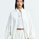 MATIN KIM 2603 LOGO COATING JUMPER IN WHITE