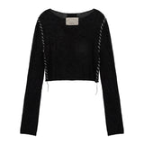MATIN KIM 2604 SLIMFIT SEE THROUGH STITCH KNIT TOP IN BLACK