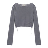 MATIN KIM 2604 SLIMFIT SEE THROUGH STITCH KNIT TOP IN GREY