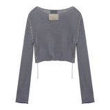 MATIN KIM 2604 SLIMFIT SEE THROUGH STITCH KNIT TOP IN GREY