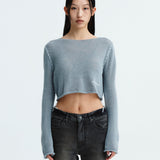 MATIN KIM 2604 SLIMFIT SEE THROUGH STITCH KNIT TOP IN GREY