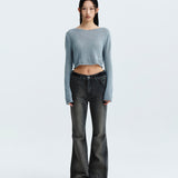 MATIN KIM 2604 SLIMFIT SEE THROUGH STITCH KNIT TOP IN GREY