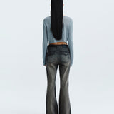 MATIN KIM 2604 SLIMFIT SEE THROUGH STITCH KNIT TOP IN GREY