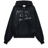 MATIN KIM 2603 VINTAGE WASHED GRAFFITI HOODY ZIP UP IN BLACK