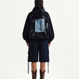 MATIN KIM 2603 VINTAGE WASHED GRAFFITI HOODY ZIP UP IN BLACK