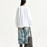 MATIN KIM 2603 ASYMMETRIC LOGO TOP IN WHITE