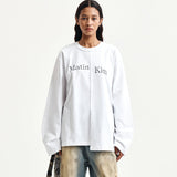 MATIN KIM 2603 ASYMMETRIC LOGO TOP IN WHITE