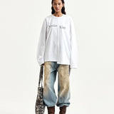 MATIN KIM 2603 ASYMMETRIC LOGO TOP IN WHITE