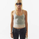 SCULPTOR 2606  Dot Lace Halter Top Melange Gray