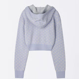 SCULPTOR 2604 Snowflake Knit Zip-Up Misty Blue