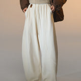 SOMESOWE 2601 摇粒绒弯刀休闲裤 米白