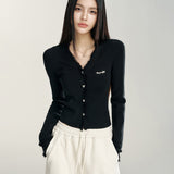 MacyMccoy 2601 V领毛边针织打底 黑