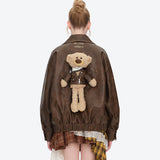 13DE MARZO | 2610 Rolling Stones Faux Leather Jacket Brown