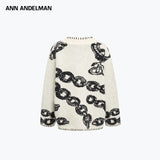 ANN ANDELMAN 2411 米白色设计感山水大毛衣开衫外套