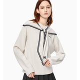 ANN ANDELMAN 2512 海军领系带套头毛衣 杏