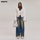 SMFK 2512 十字雕像荒原宽直筒牛仔裤