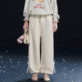 SOMESOWE 2602 绒感束脚口灯笼休闲裤 米白