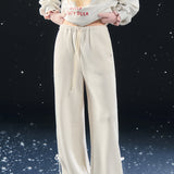 SOMESOWE 2602 绒感束脚口灯笼休闲裤 米白