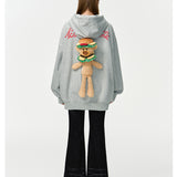 13DE MARZO | 2408 Hamburger Bear Hoodie Grey