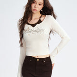 MacyMccoy 2511 假两件蝴蝶Tee 米