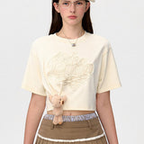 13DE MARZO | 2504 Bear Logo Patch Top White