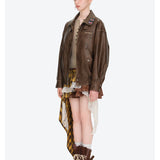 13DE MARZO | 2610 Rolling Stones Faux Leather Jacket Brown