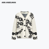 ANN ANDELMAN 2411 米白色设计感山水大毛衣开衫外套